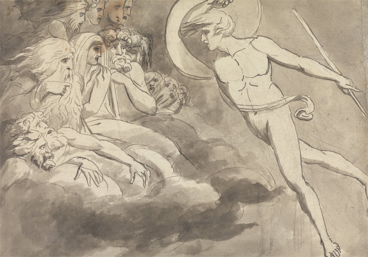 Satan närmar sig kaosdomstolen av William Blake