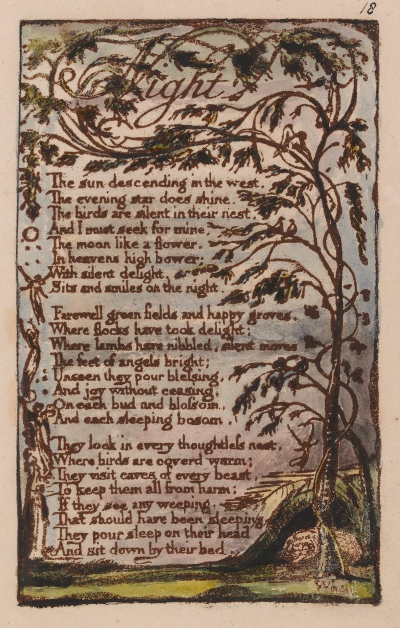 Songs of Innocence and of Experience, platta 18, natt (Bentley 20) av William Blake