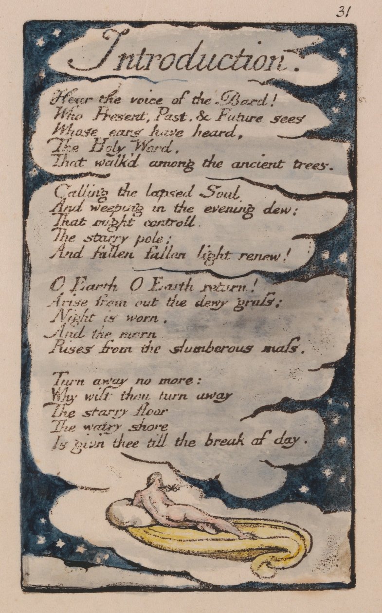 Songs of Innocence and of Experience, tallrik 31, introduktion (Bentley 30) av William Blake