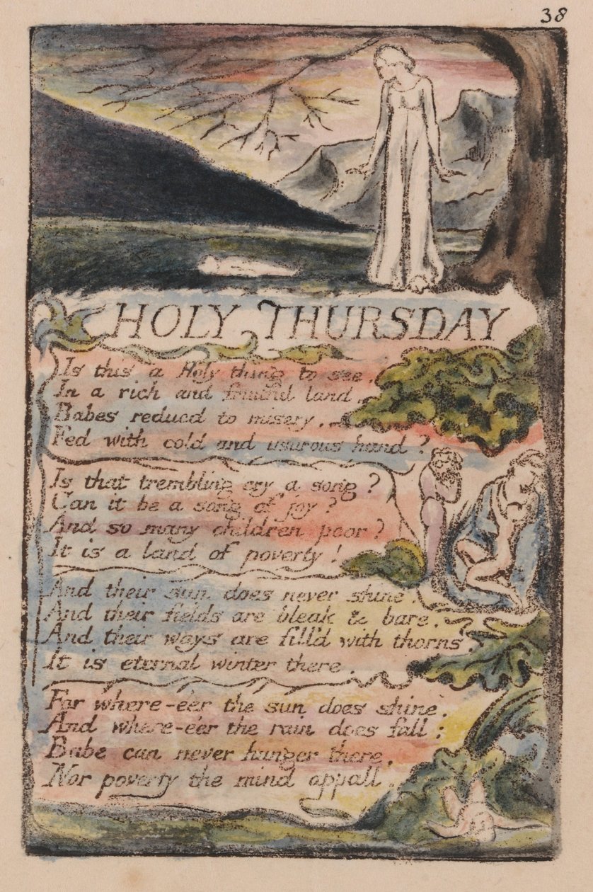 Sånger om oskuld och erfarenhet, plansch 38, skärtorsdagen (Bentley 33) av William Blake