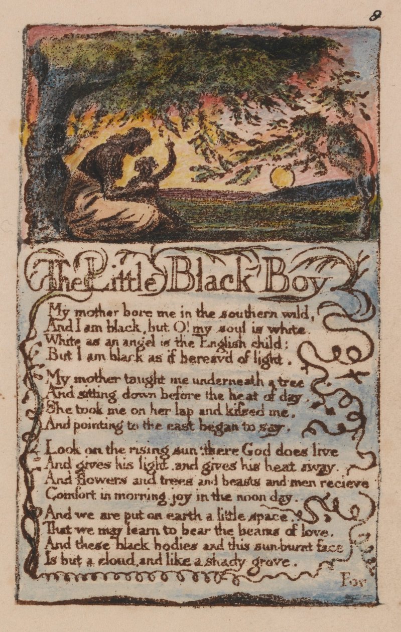 Songs of Innocence and of Experience, Plate 8, The Little Black Boy (Bentley 9) av William Blake