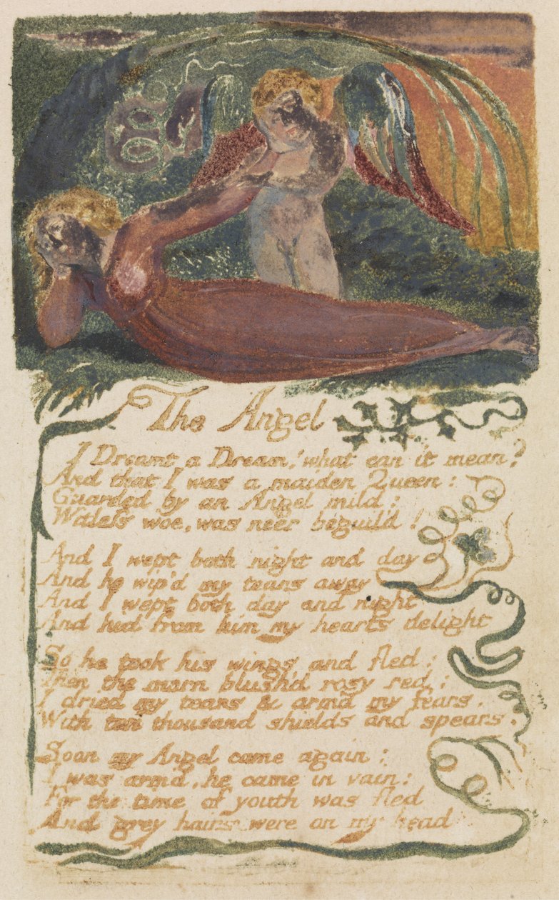 Ängeln, plåt 39 från Songs of Experience, 1794 (reliefetsning med wc) av William Blake