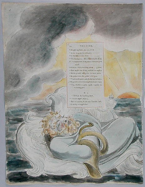 The Bard, design 60 från The Poems of Thomas Gray, 1797-98 (wc med penna och bläck på papper) av William Blake