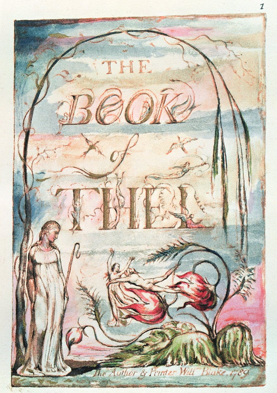 Thel-boken; Titelsida, 1789 (reliefetsning och wc) av William Blake