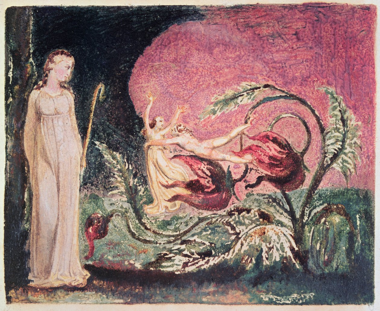 The Book of Thel: ukurasa wa kichwa, 1794 (colour-printed relief etching)swed av William Blake
