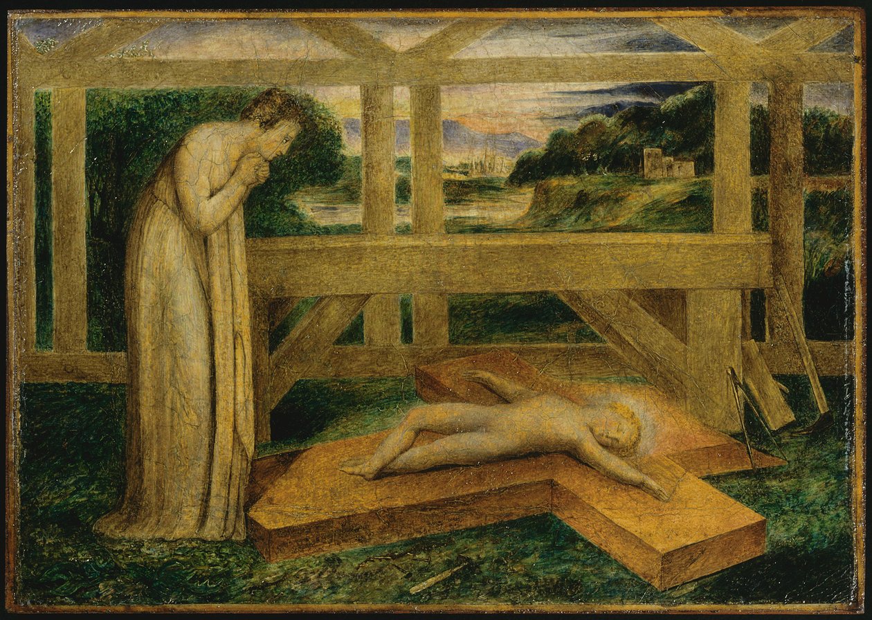 Kristusbarnet sover på ett kors av William Blake