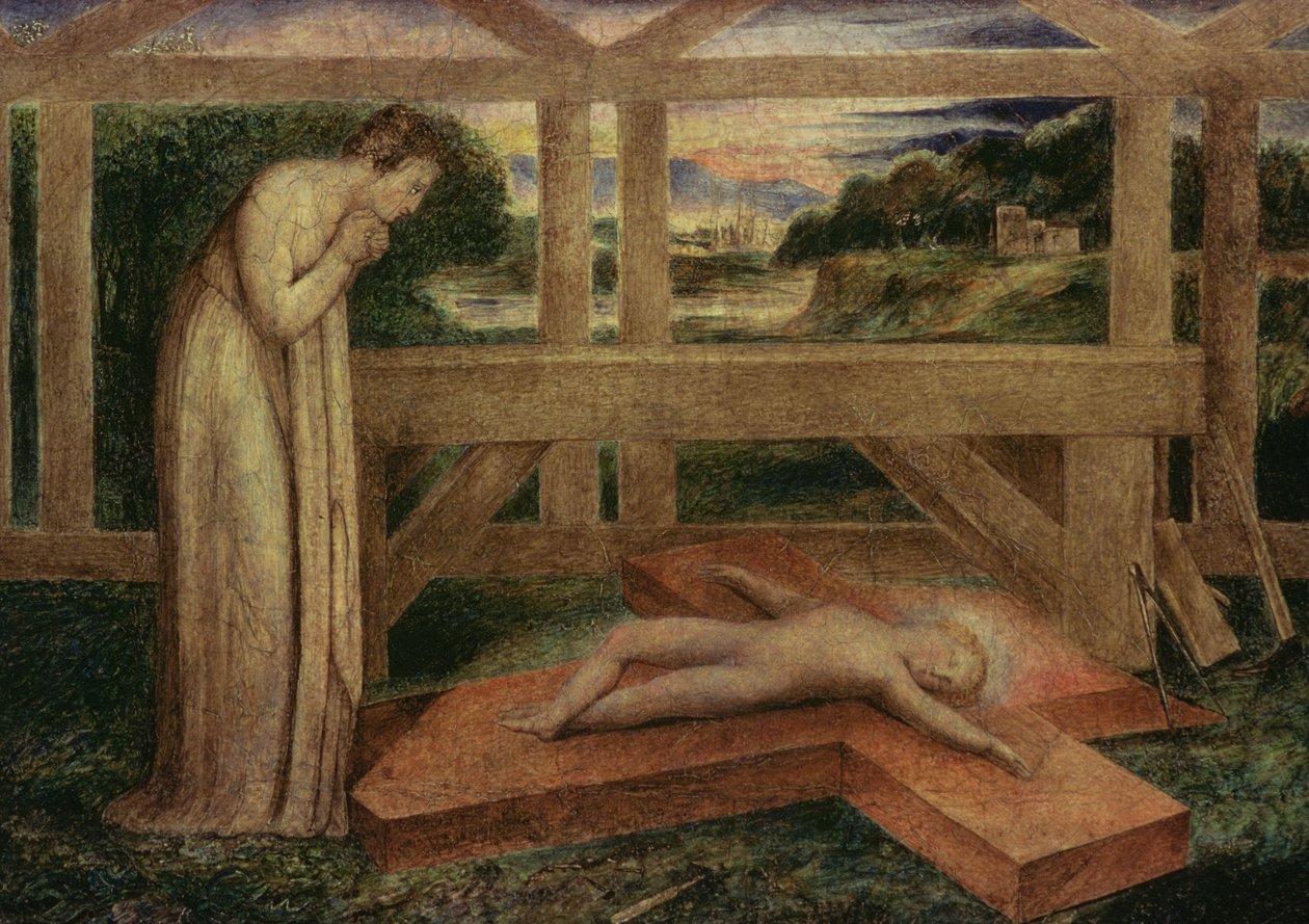 Kristusbarnet sover på ett kors, ca 1799-1800 (tempera på duk) av William Blake