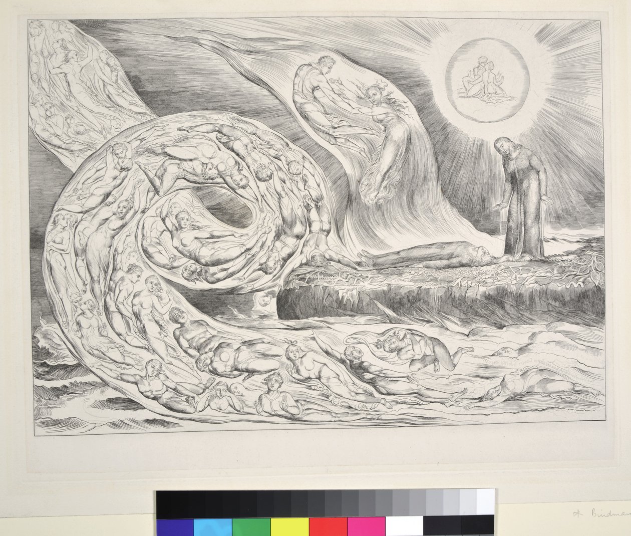 The Circle of the Lustful: Paolo och Francesca, Inferno, Canto V, illustration till "Den gudomliga komedin" av Dante Alighieri, 1827 av William Blake