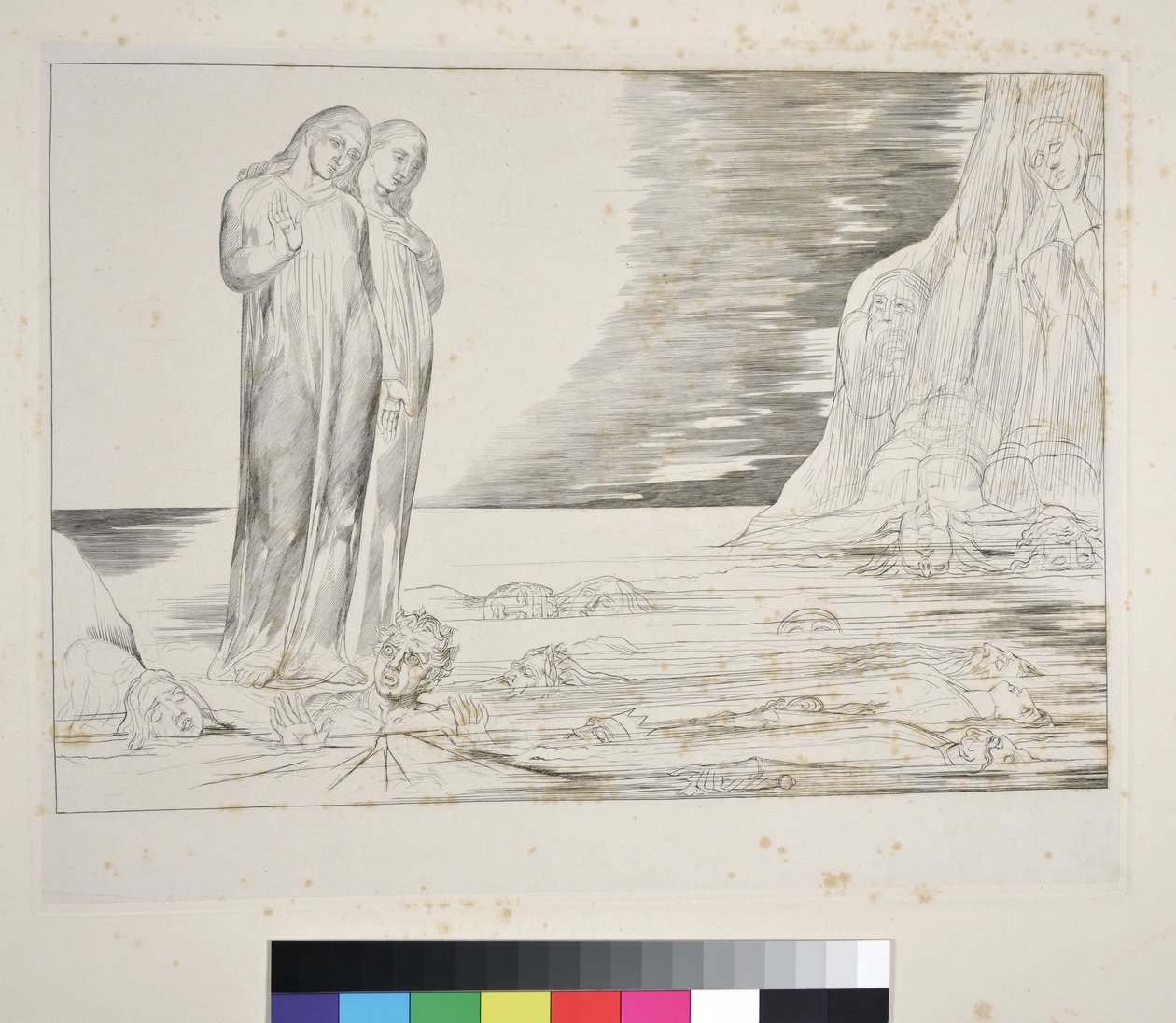 The Circle of the Traitors: Dantes fot slår Bocca degli Abbate, Inferno, Canto XXXII, illustration till "Den gudomliga komedin" av Dante Alighieri, ca 1827-38 av William Blake