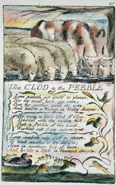 The Clod & the Pebble, plansch 40 (Bentley 32) från Songs of Innocence and of Experience (Bentley Copy L) 1789-94 (reliefradering med penna och vv) av William Blake