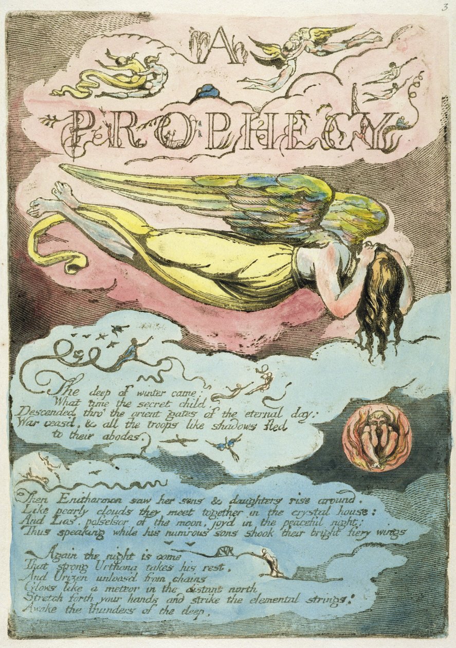 "The Deep Winter Came...", platta 5 från "Europe. A Prophecy", 1794 (reliefgrafitering med olja och wc) av William Blake