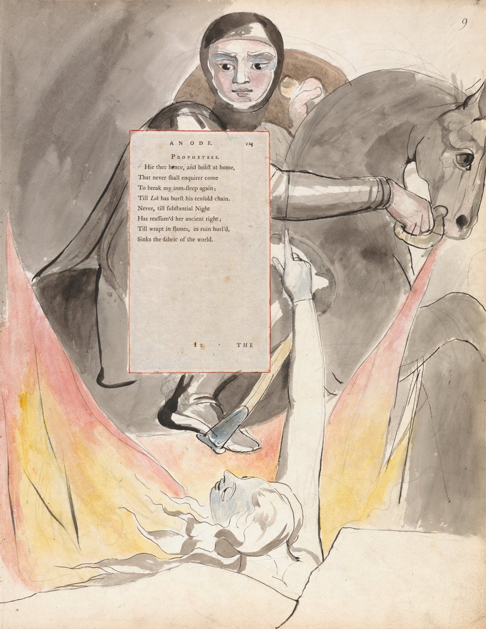 Odens nedstigning, motiv 85 från Thomas Grays dikter, 1797-98 (wc med penna och bläck på papper) av William Blake