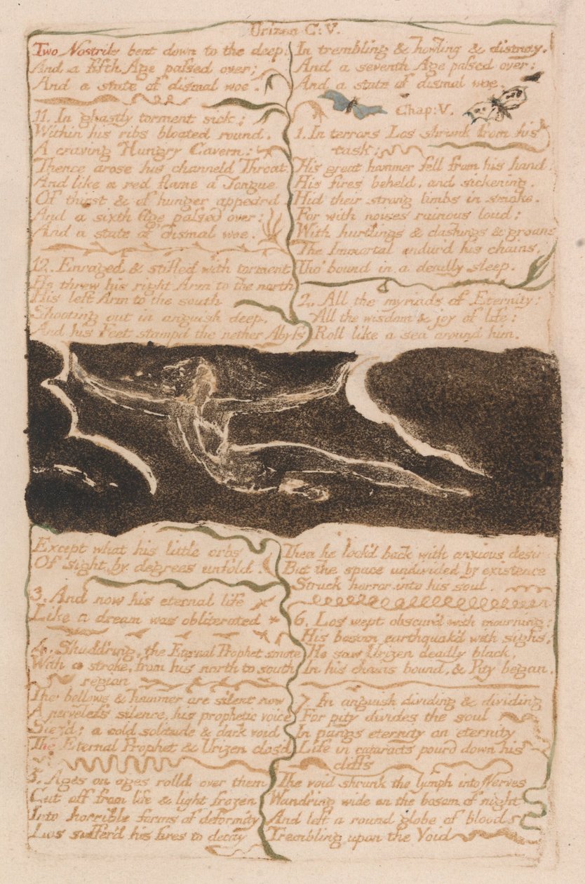 The First Book of Urizen, Plate 16, Two Nostrils Bent Down to the Deep .... (Bentley 13) av William Blake