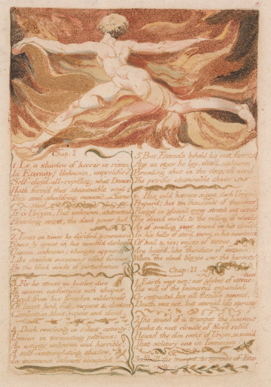 Urizens första bok, tallrik 5, av William Blake