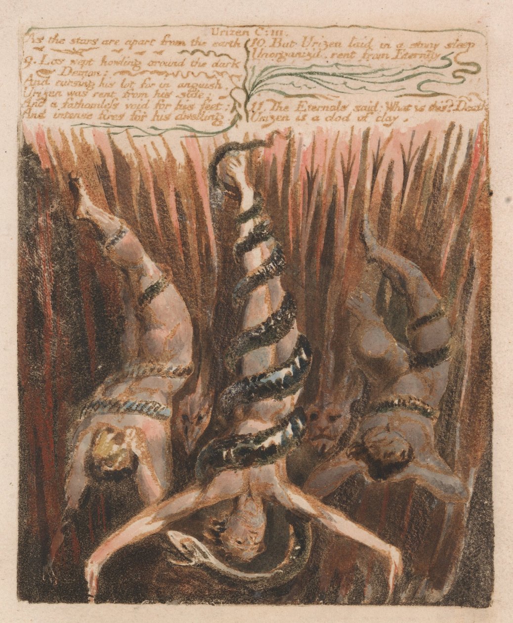 Urizens första bok, platta 9, av William Blake