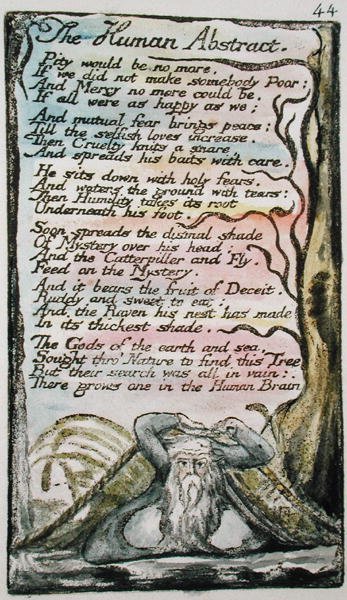 The Human Abstract, platta 44 (Bentley 47) från Songs of Innocence and of Experience (Bentley Copy L) 1789-94 (reliefradering med penna och vc på papper) av William Blake