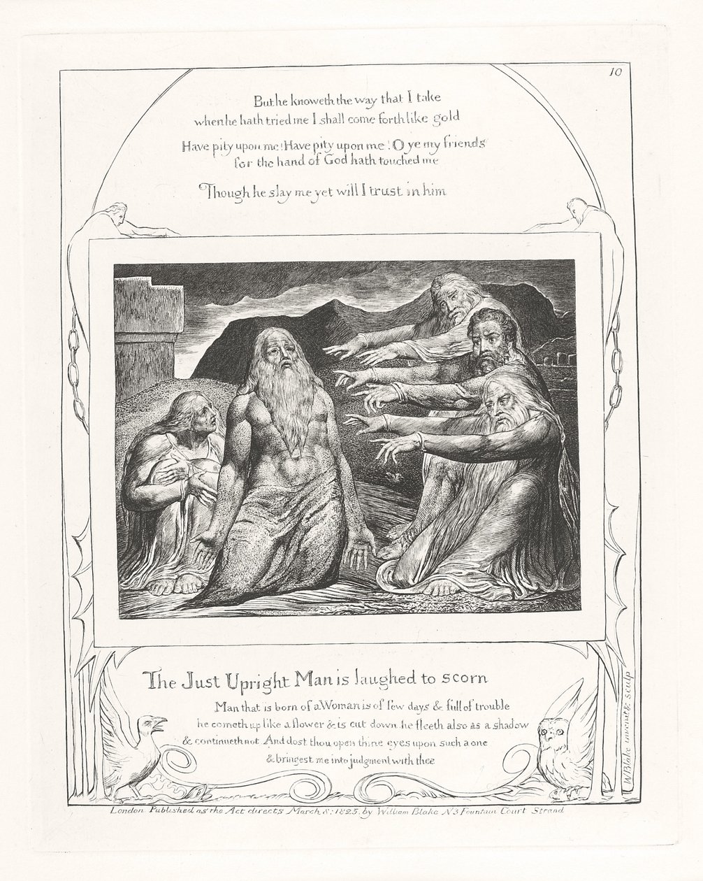 Den rättfärdiga mannen skrattas till förakt, 1825 av William Blake