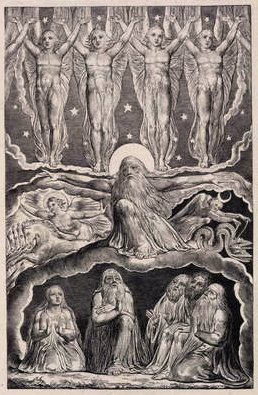 Herren svarar Job ur virvelvinden, plåt 14 från Illustrationer av Jobs bok, 1825 av William Blake