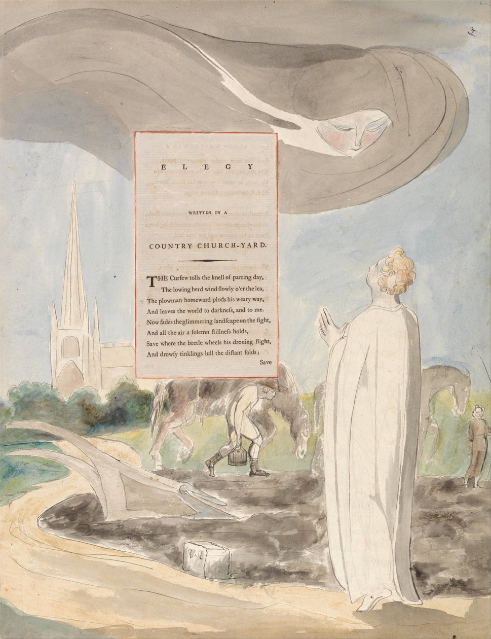 The Poems of Thomas Gray, Design 107, Elegy Written in a Country Church-Yard. av William Blake