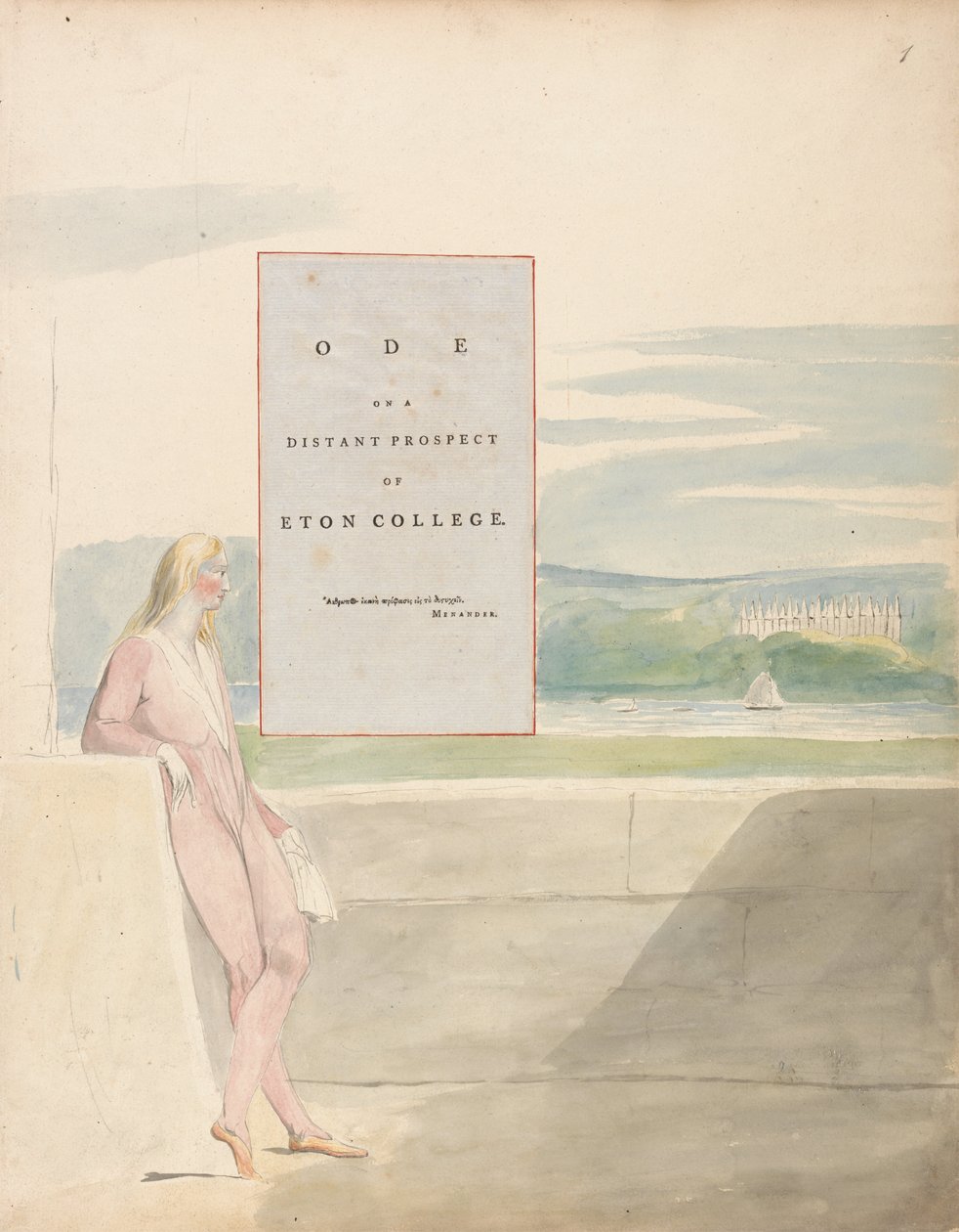 Thomas Greys dikter, design 13, ode på ett avlägset perspektiv av Eton College. av William Blake