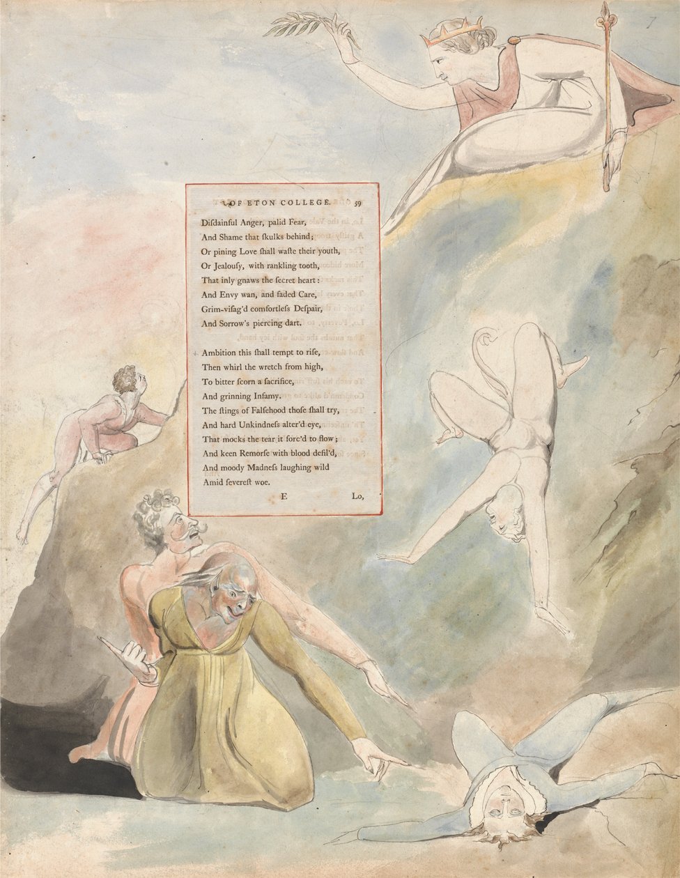 The Gray of Thomas Gray, Design 19, Ode on a Distant Prospect of Eton College. av William Blake