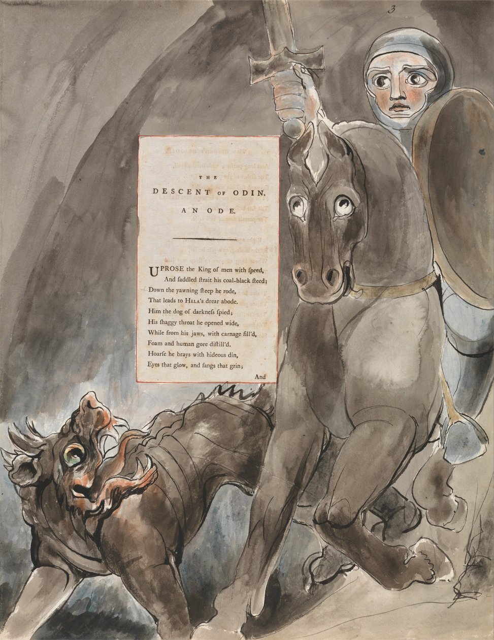 The Poems of Thomas Gray, Design 79, The Descent of Odin. av William Blake