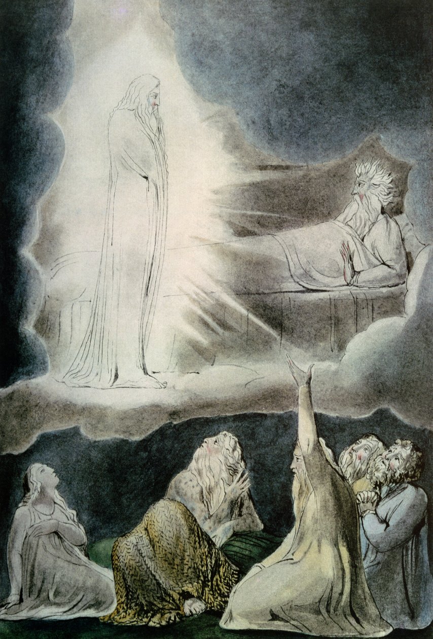 The Vision of Eliphaz, 1825 (penna, wc och penna) av William Blake
