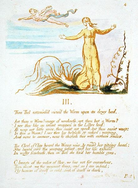 Then The Astonished..., plåt 6 från The Book of Thel, 1789 (handfärgad reliefetsning med penna och wc på papper) av William Blake