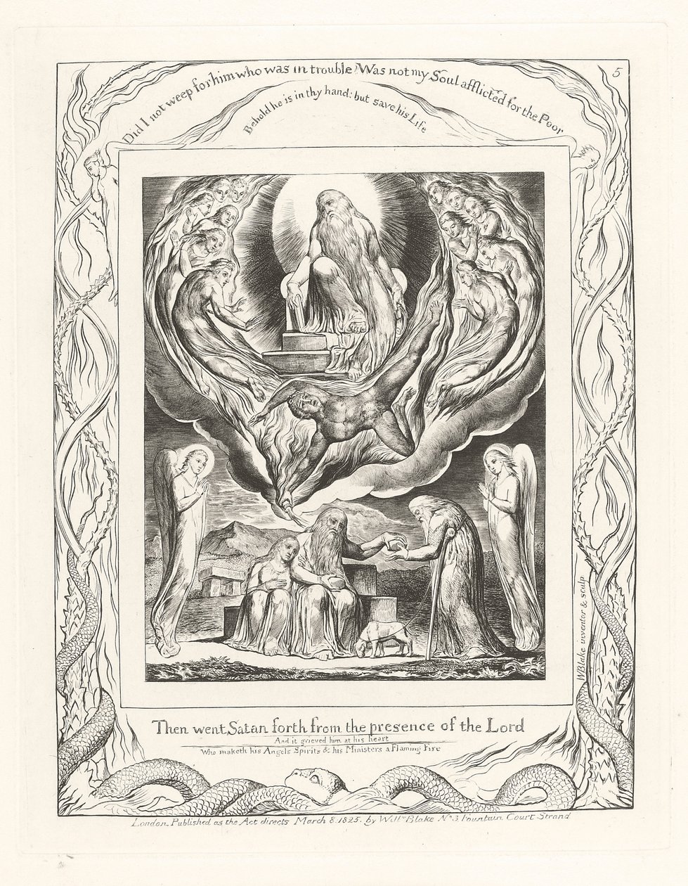 Sedan gick Satan ut från Herrens närvaro, 1825 av William Blake