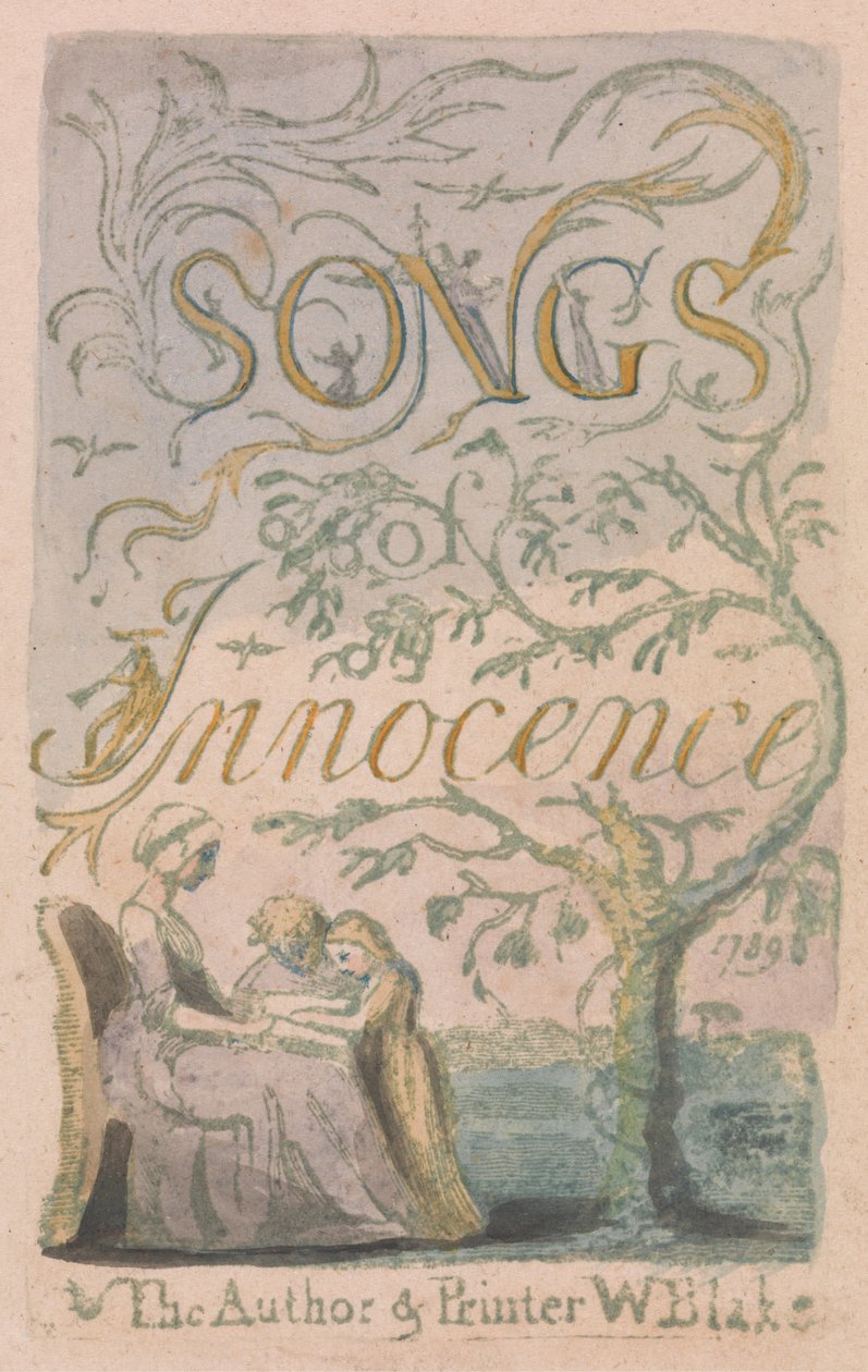 Titelsida, plåt 2 från Songs of Innocence, 1789 (reliefetsning med wc på papper) av William Blake