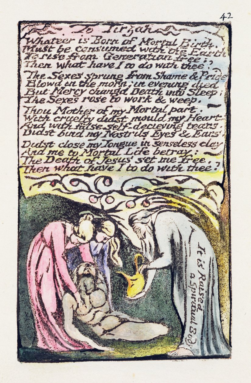 "To Tirzah", platta 42 (Bentley 52) från "Songs of innocence and of Experience" (Bentley Copy L) 1789-94 (reliefradering med bläck och bläck med v.g.) av William Blake
