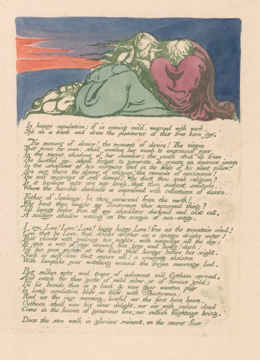 Visioner av Albions döttrar, platta 10, av William Blake