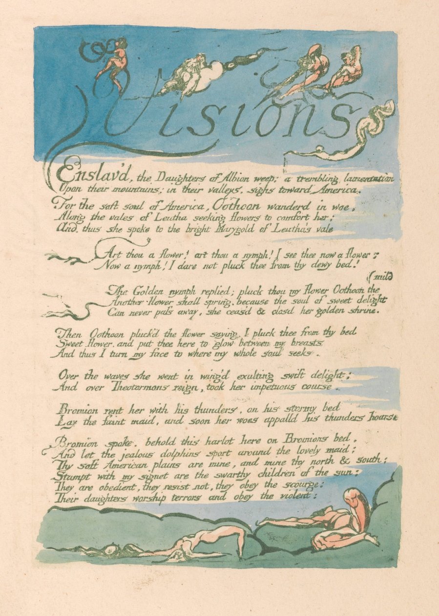 Visioner av Albions döttrar, platta 4, visioner av William Blake