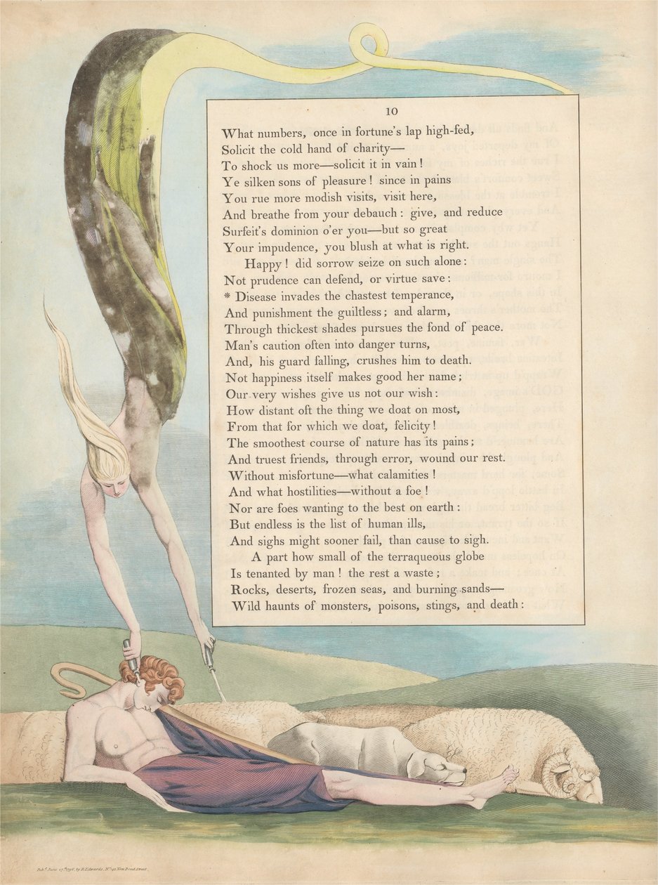 Youngs Night Thoughts, Page 10, Disease Invades the Chastest Temperence av William Blake