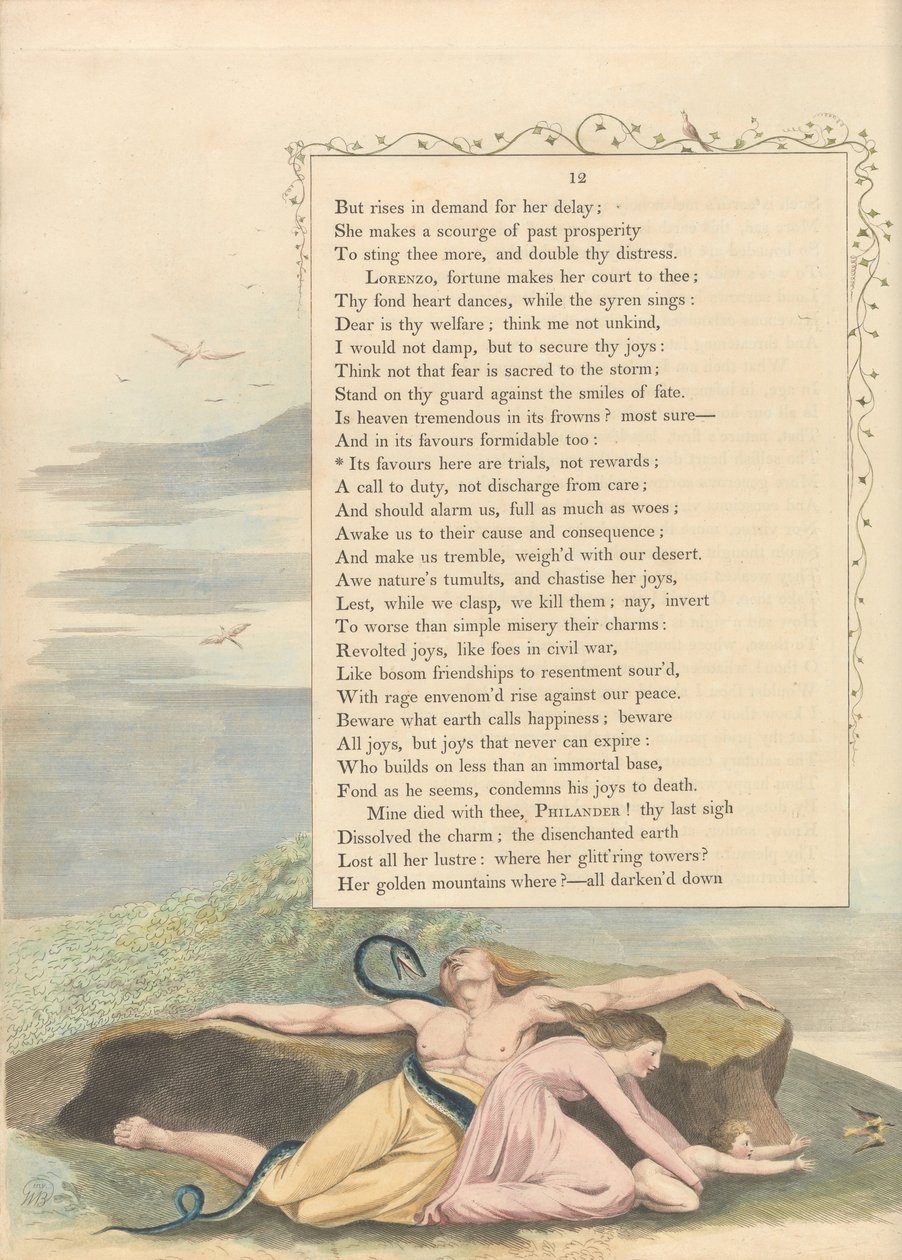 Youngs Night Tanker, Sida 12, Dess fördelar här är prövningar, inte belöningar av William Blake