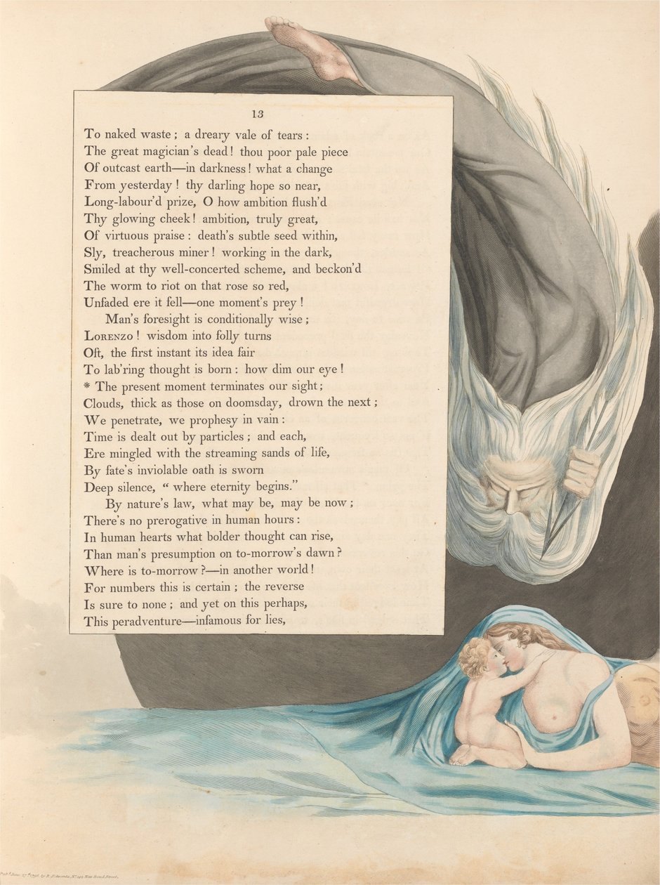 Youngs Night Thoughts, Page 13, The Present Moment Terminates our Sight av William Blake