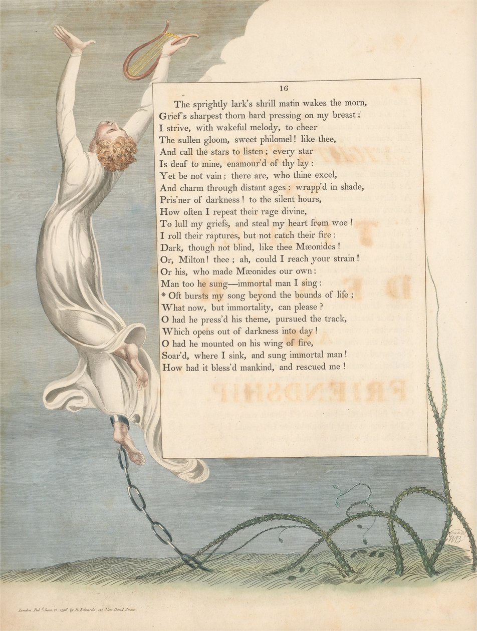Youngs Night Thoughts, sidan 16, Ofta brister min sång bortom livets gränser av William Blake