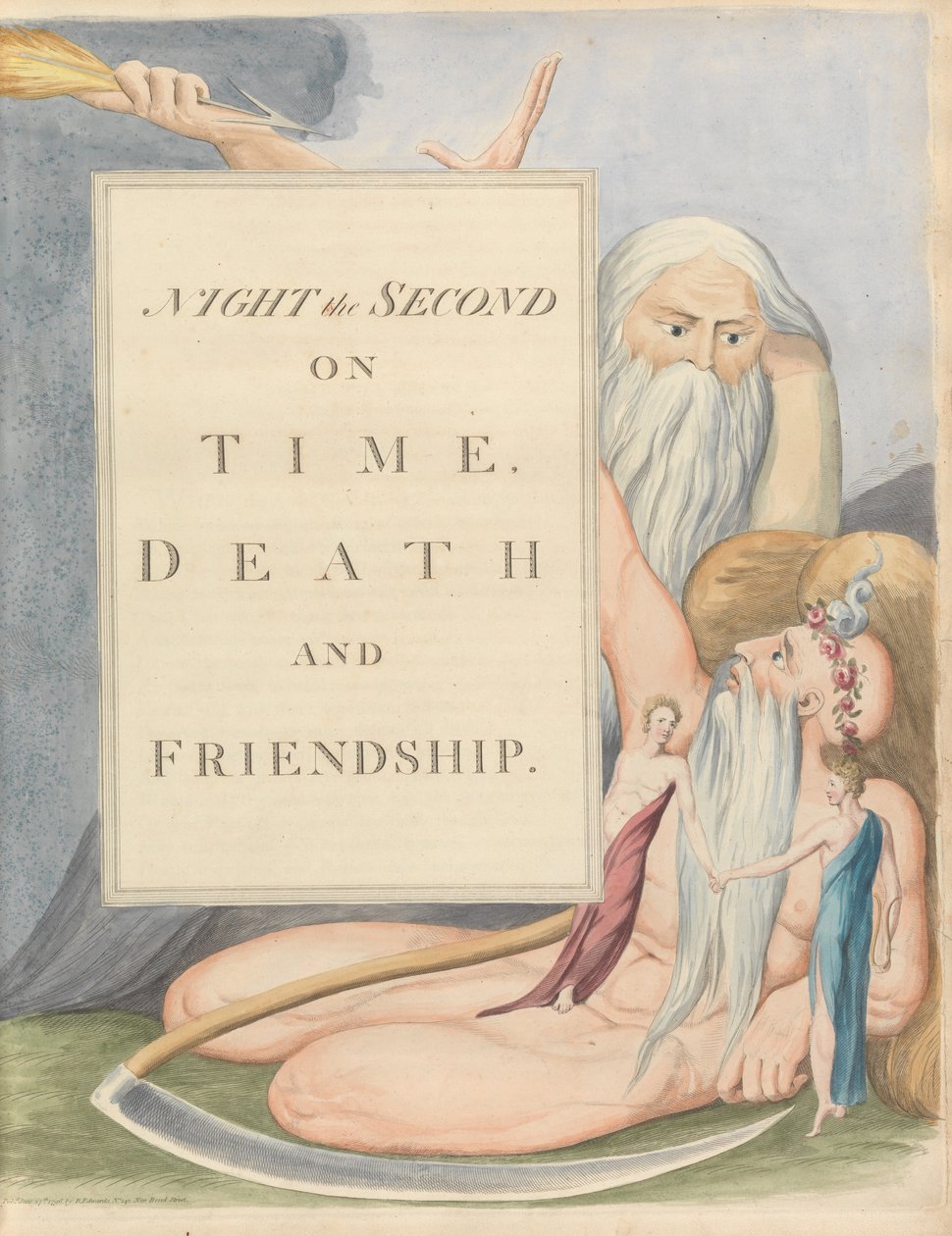 Youngs Night Thoughts, sidan 17, Night the Second, Om tid, död och vänskap. av William Blake