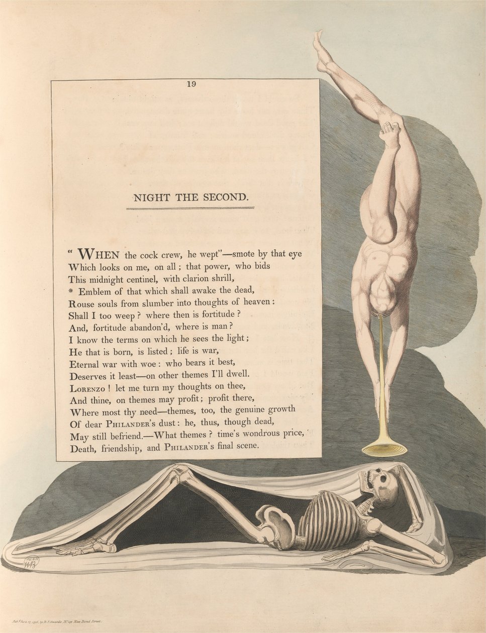 Youngs Night Thoughts, Page 19, Emblem of That Which Shall Awake the Dead av William Blake