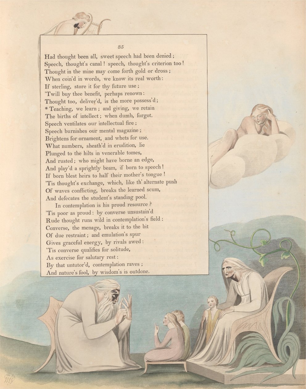 Youngs Night Thoughts, Page 35, Teaching, We Learn; and Giving, We Retain av William Blake