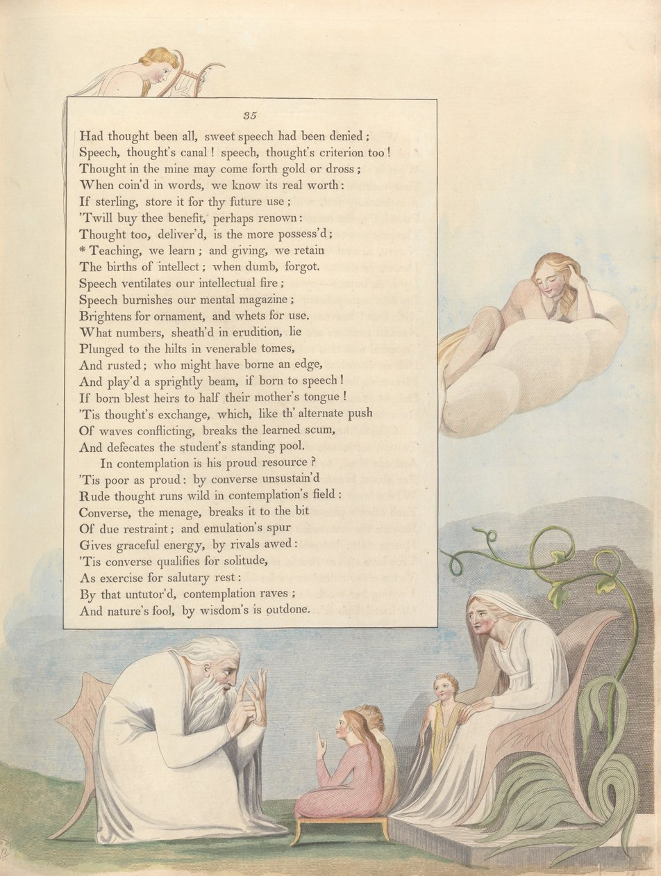 Youngs Night Tankar, Sida 35, Undervisning, vi lär oss; och att ge, vi behåller av William Blake