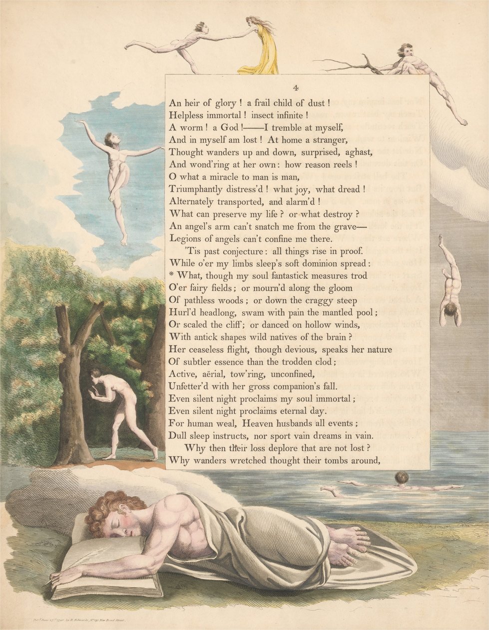 Youngs Night Thoughts, Page 4, What, though My Soul Fantastick Measures Trod av William Blake
