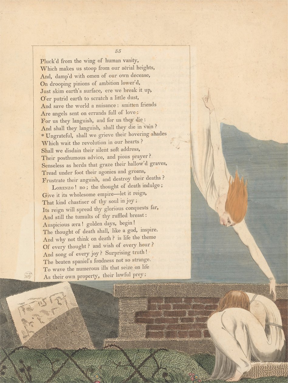 Youngs Night Thoughts, Page 55, Ungrateful, Shall We Grieve Their Hovering Shades av William Blake
