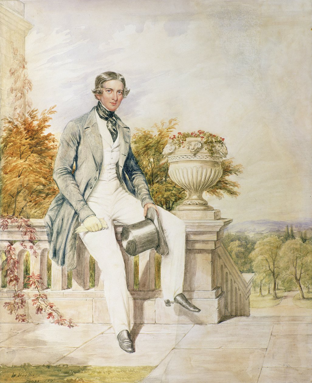 Porträtt av en sittande gentleman på en terrass, 1843 av William Bootham