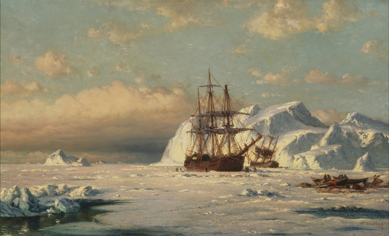 Fångad i isflaken (Melville Bay Grönlands kust), efter 1870 av William Bradford