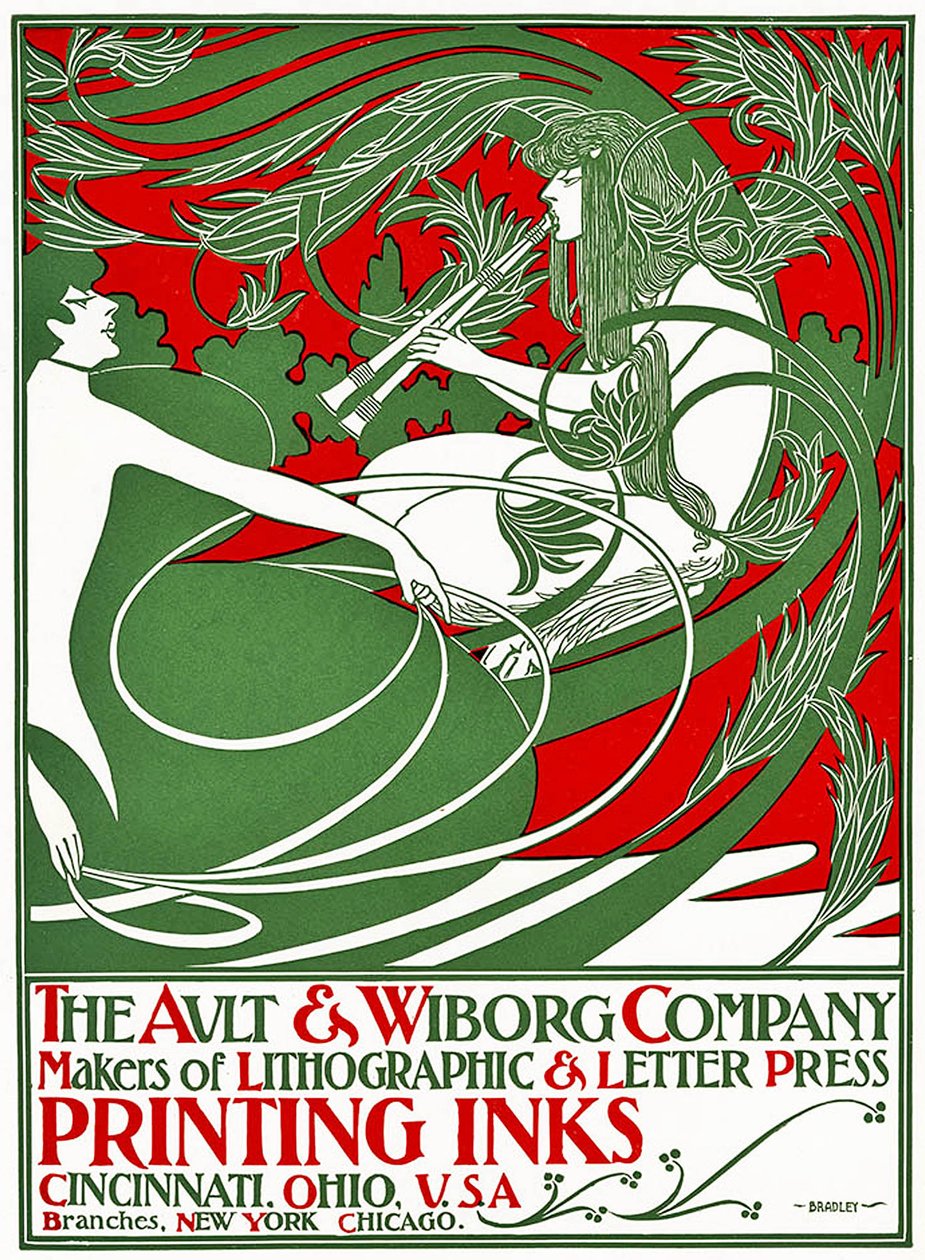 Art Nouveau-affisch föreställande Pan, 1895 (skärmtryck i färg) av William Bradley