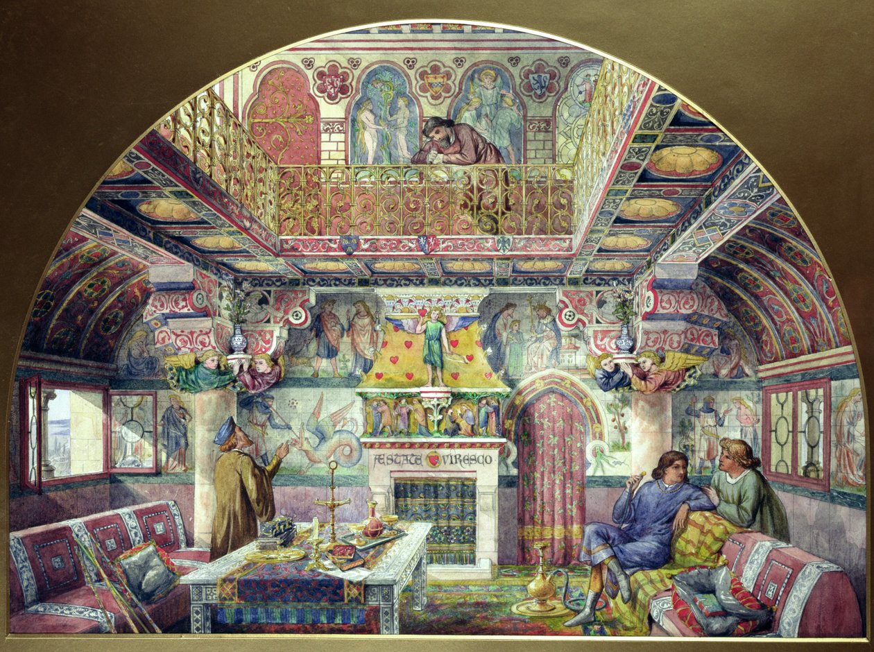 Design för utsmyckningen av rökrummet i Cardiff Castle, 1870 av William Burges