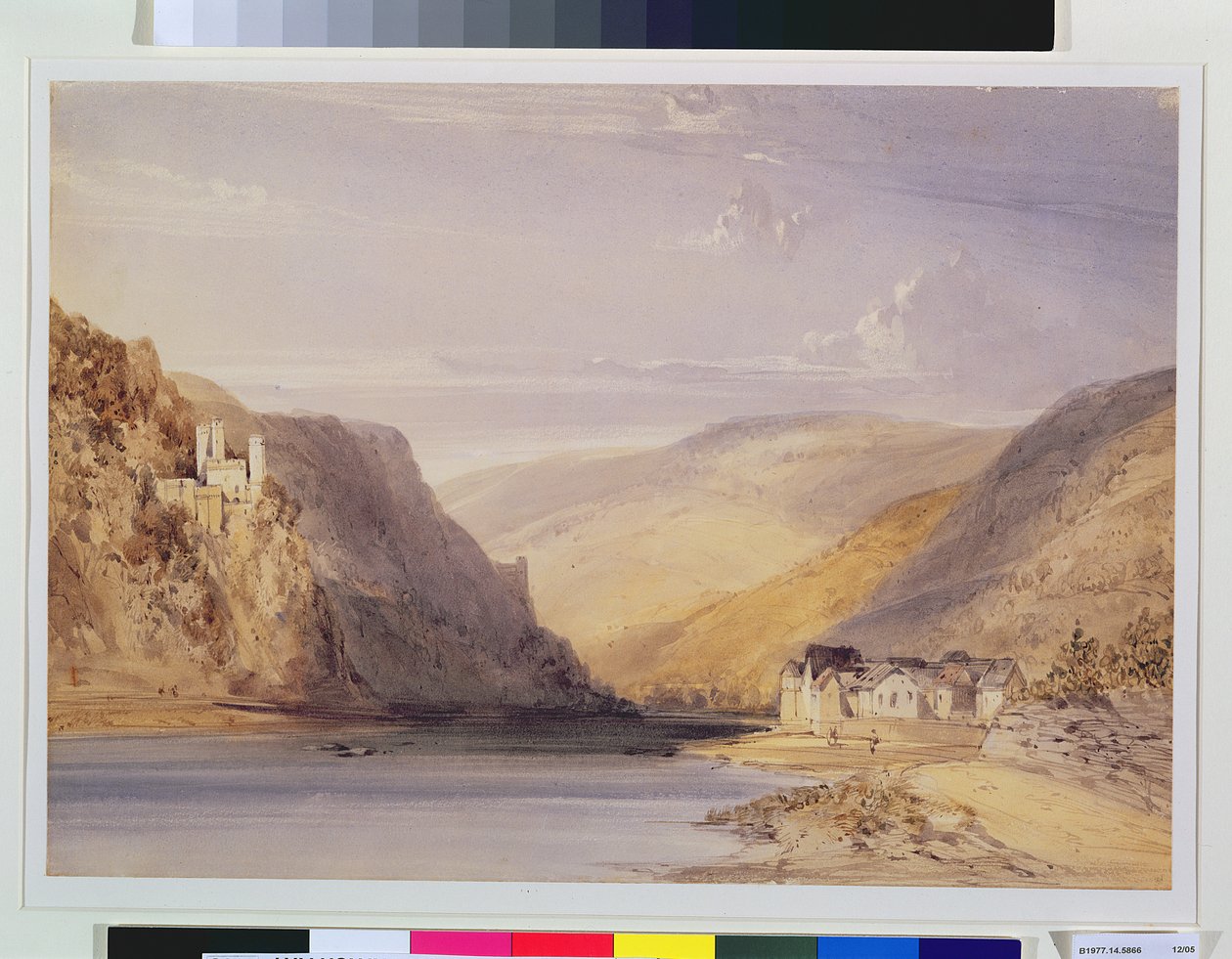Rhen vid Assmannshausen (wc och skrapa ut på vävt papper) av William Callow