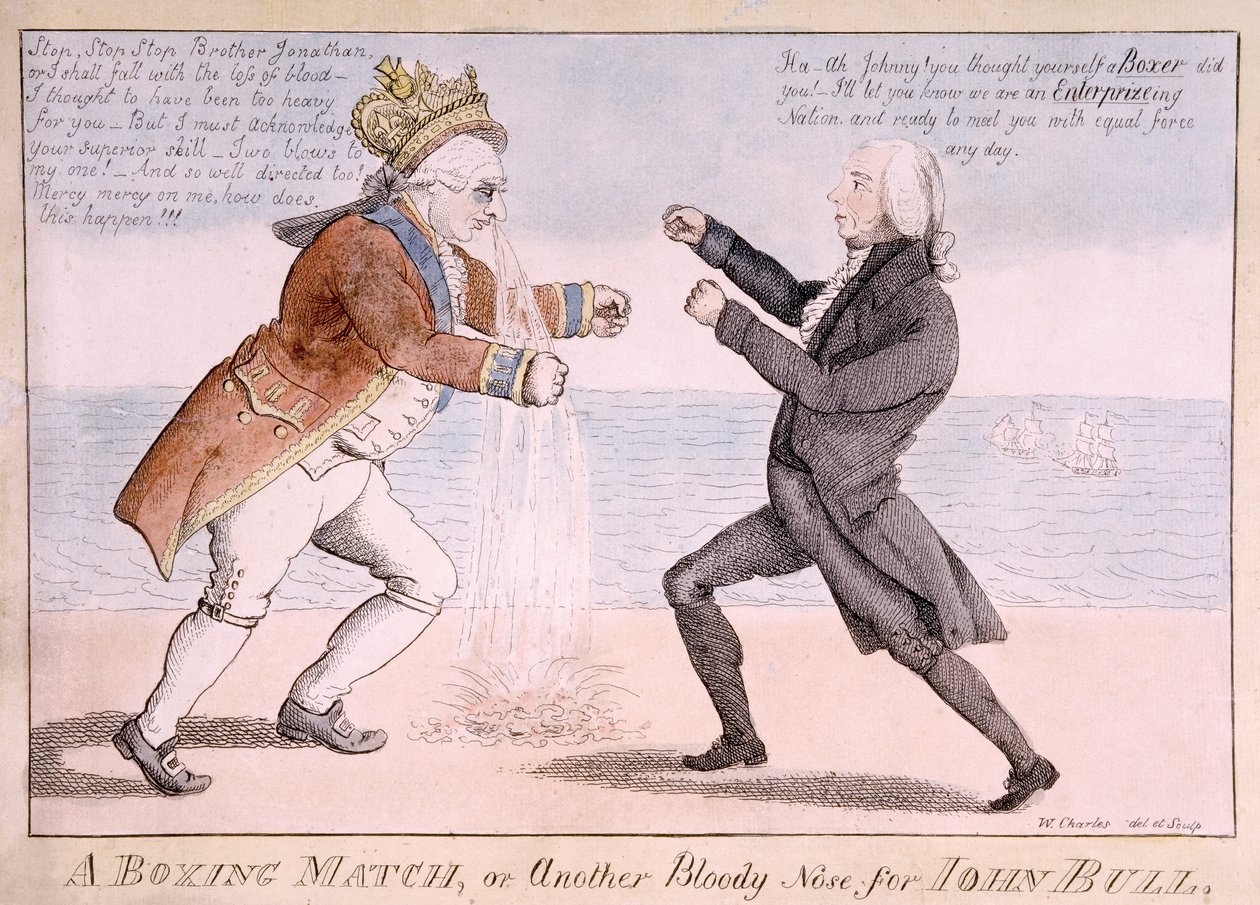 En boxningsmatch eller en annan blodig näsa för John Bull av William Charles