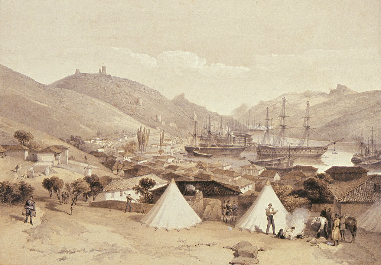 Balaklava med utsikt mot havet, 1855 av William Crimea Simpson